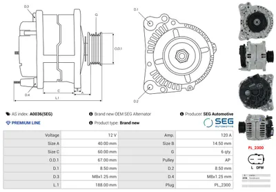 Alternador Volvo V70 I · Volvo S70 · Volvo S80 I