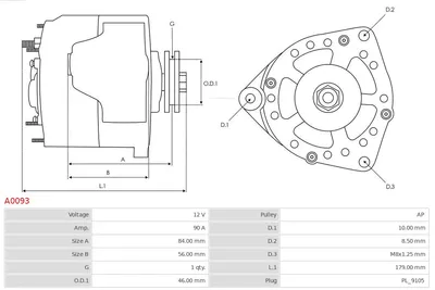 Alternador Audi 80 B4 Saloon · Audi 80 B4 Avant · Audi 100 C2 Saloon