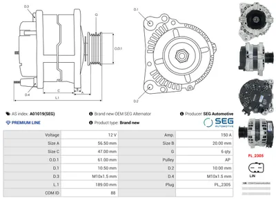 Alternador Volvo S80 II · Volvo V70 III · Volvo XC70 II