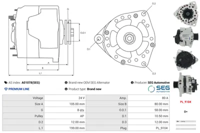Alternador AS-PL A01078(SEG)