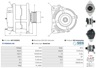 Alternador AS-PL A01133(SEG)