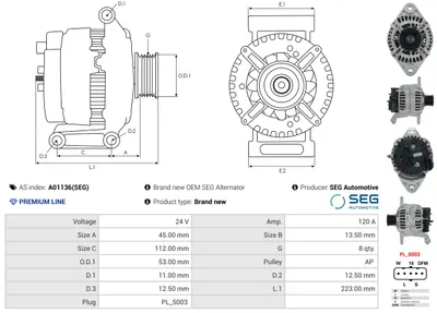 Alternador AS-PL A01136(SEG)