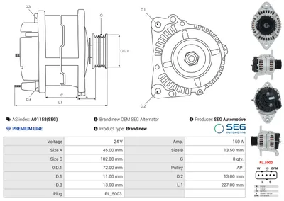 Alternador AS-PL A01158(SEG)