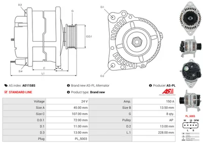 Alternador AS-PL A01158S