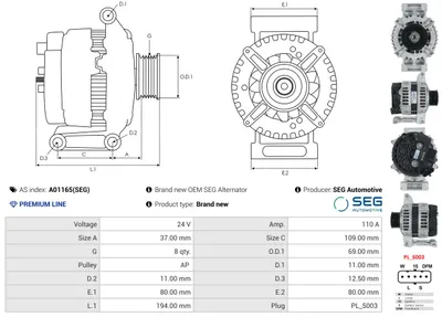 Alternador AS-PL A01165(SEG)