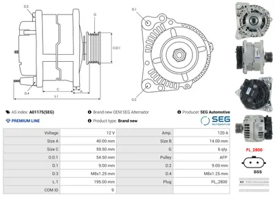Alternador Renault LAGUNA I · Renault LAGUNA I Grandtour · Renault MEGANE I