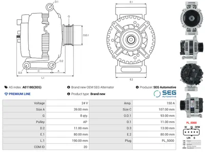 Alternador AS-PL A01180(SEG)