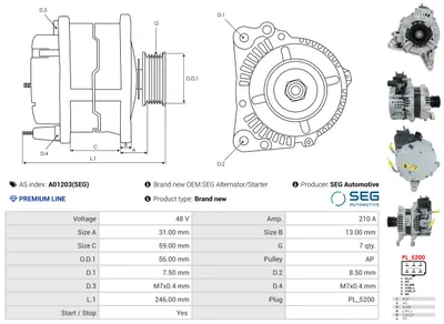 Alternador Mercedes-Benz C-CLASS · Mercedes-Benz C-CLASS T-Model · Mercedes-Benz GLC