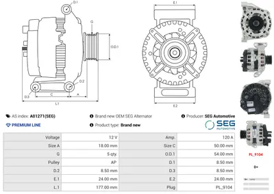 Alternador Alfa Romeo MITO · Fiat PUNTO · Fiat IDEA