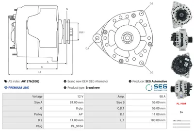 Alternador AS-PL A01276(SEG)