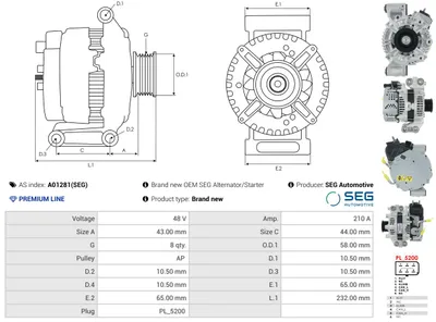 Alternador Maserati GHIBLI III · Maserati LEVANTE SUV · Maserati GRECALE