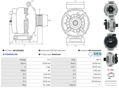 Alternador Mercedes-Benz SPRINTER 3-t Bus · Mercedes-Benz SPRINTER 3-t Van · Mercedes-Benz SPRINTER 3-t Platform/Chassis