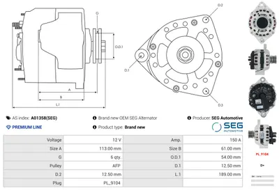 Alternador Alfa Romeo GIULIETTA · Fiat DUCATO Bus · Fiat DUCATO Van