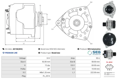 Alternador AS-PL A0136(SEG)
