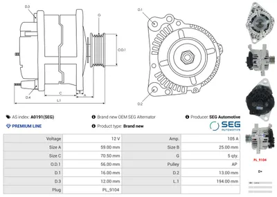 Alternador Alfa Romeo 147 · Fiat BRAVA · Fiat MAREA