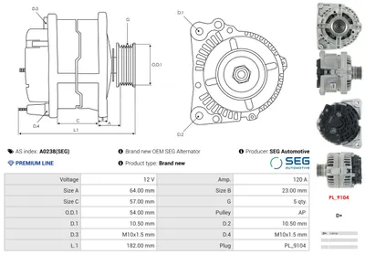 Alternador Alfa Romeo 159 · Alfa Romeo 159 Sportwagon · Fiat STILO