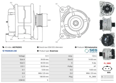 Alternador Renault MEGANE II · Renault SCÉNIC II · Renault MEGANE II Coupé-Cabriolet