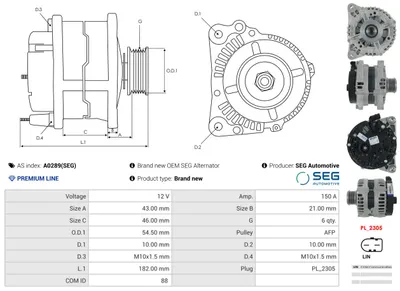 Alternador Ford GALAXY II · Ford S-MAX · Ford MONDEO IV Saloon