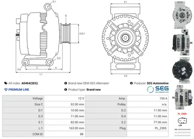 Alternador Volvo XC90 I · Volvo S80 II · Volvo V70 III