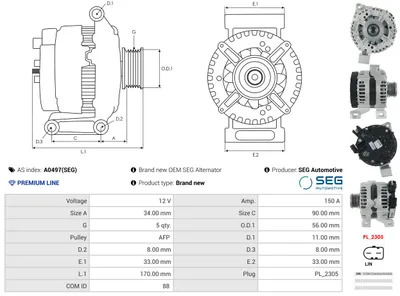 Alternador Ford KUGA I · Ford KUGA I VAN · Volvo S40 II