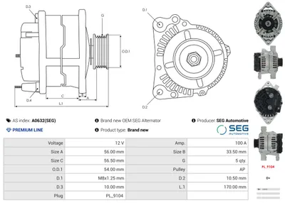 Alternador Opel COMBO Box Body/MPV · Opel CORSA A Hatchback · Opel CORSA B