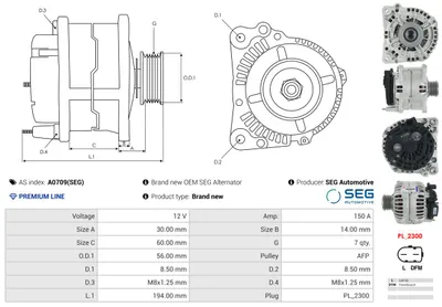 Alternador Porsche CAYENNE · Vw TRANSPORTER T4 Bus · Vw SHARAN