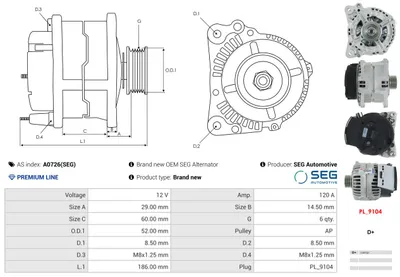 Alternador Alfa Romeo GTV · Alfa Romeo SPIDER · Alfa Romeo 156