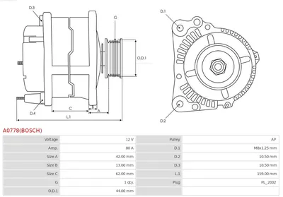 Alternador AS-PL A0778(BOSCH)