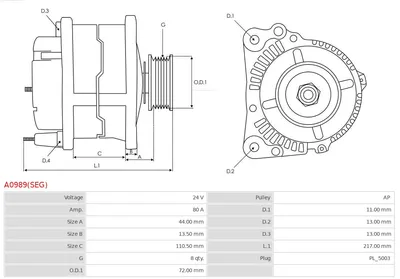 Alternador AS-PL A0989(SEG)