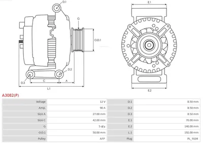 Alternador Mercedes-Benz A-CLASS · Mercedes-Benz VANEO
