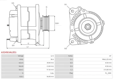 Alternador AS-PL A3249(VALEO)
