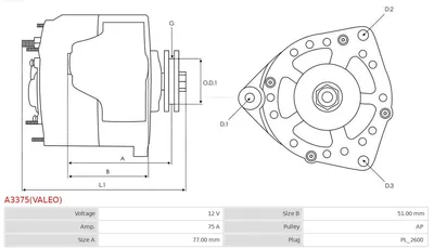 Alternador AS-PL A3375(VALEO)