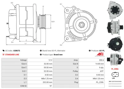 Alternador Mercedes-Benz C-CLASS · Mercedes-Benz C-CLASS T-Model · Mercedes-Benz GLC