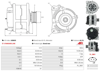 Alternador Renault TALISMAN · Renault TRAFIC III Van · Renault TRAFIC III Bus