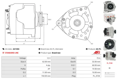 Alternador Citroën JUMPY I · Fiat PANDA · Fiat PUNTO