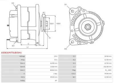 Alternador AS-PL A5063(MITSUBISHI)