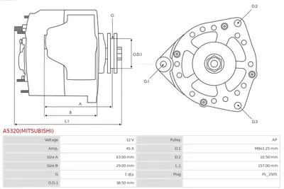 Alternador AS-PL A5320(MITSUBISHI)