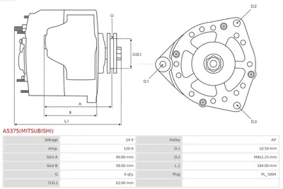 Alternador AS-PL A5375(MITSUBISHI)