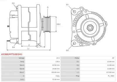 Alternador AS-PL A5388(MITSUBISHI)