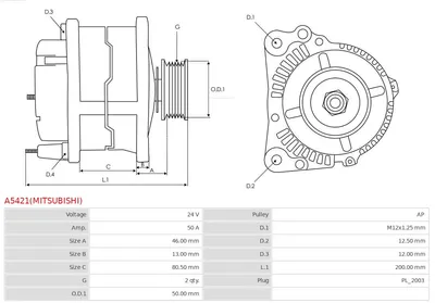 Alternador AS-PL A5421(MITSUBISHI)