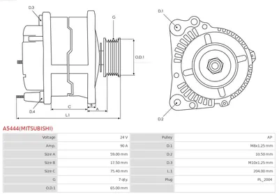 Alternador AS-PL A5444(MITSUBISHI)