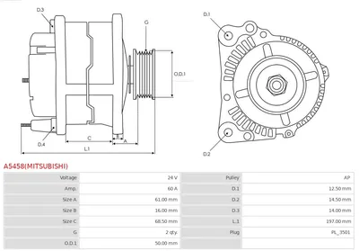 Alternador AS-PL A5458(MITSUBISHI)