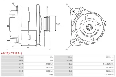 Alternador AS-PL A5478(MITSUBISHI)