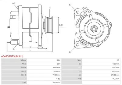 Alternador AS-PL A5480(MITSUBISHI)