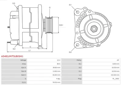 Alternador AS-PL A5481(MITSUBISHI)