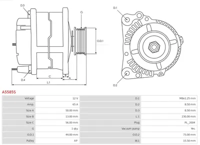 Alternador Mitsubishi COLT III · Mitsubishi LANCER IV · Mitsubishi SPACE WAGON