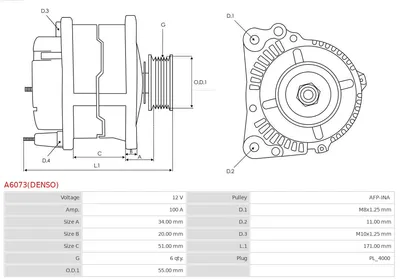 Alternador Toyota YARIS · Toyota AURIS · Toyota COROLLA Saloon
