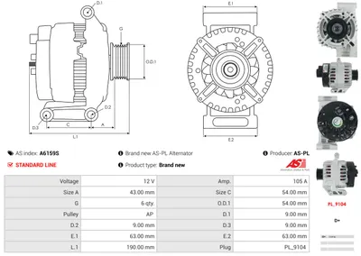 Alternador Alfa Romeo MITO · Citroën NEMO Box Body/MPV · Citroën NEMO MPV