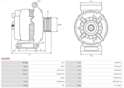 Alternador Alfa Romeo MITO · Fiat UNO · Fiat BRAVA