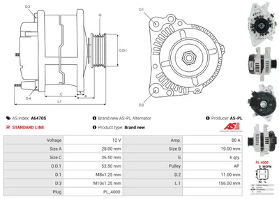 Alternador Toyota YARIS · Toyota AURIS · Toyota COROLLA Saloon